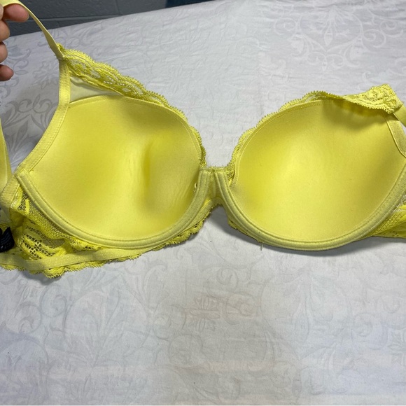 Natori 32DDD Feathers Plunge T-Shirt Bra Bright Yellow Like New Underwire Mesh - Picture 7 of 10
